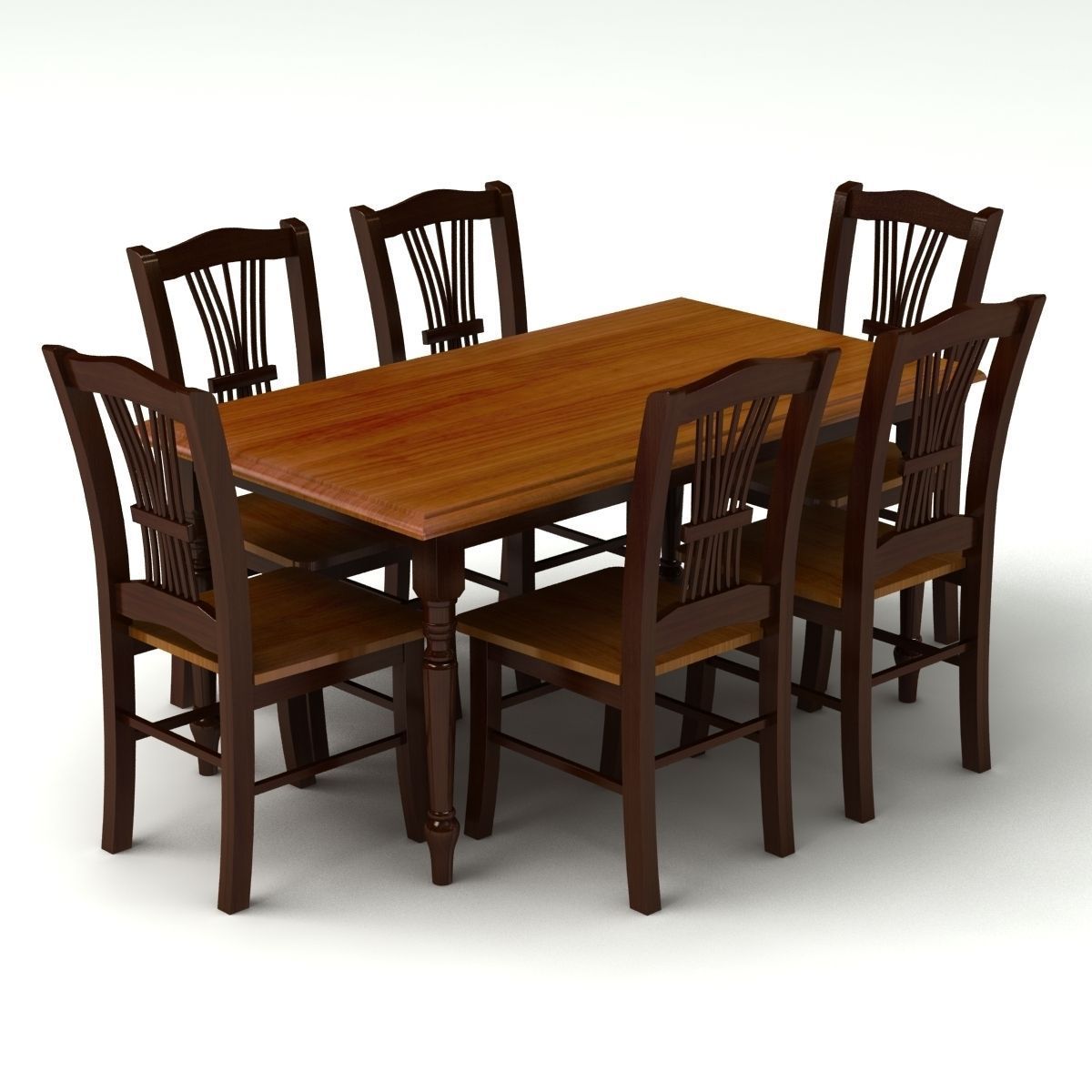 Chair and Table Set 3D model_1