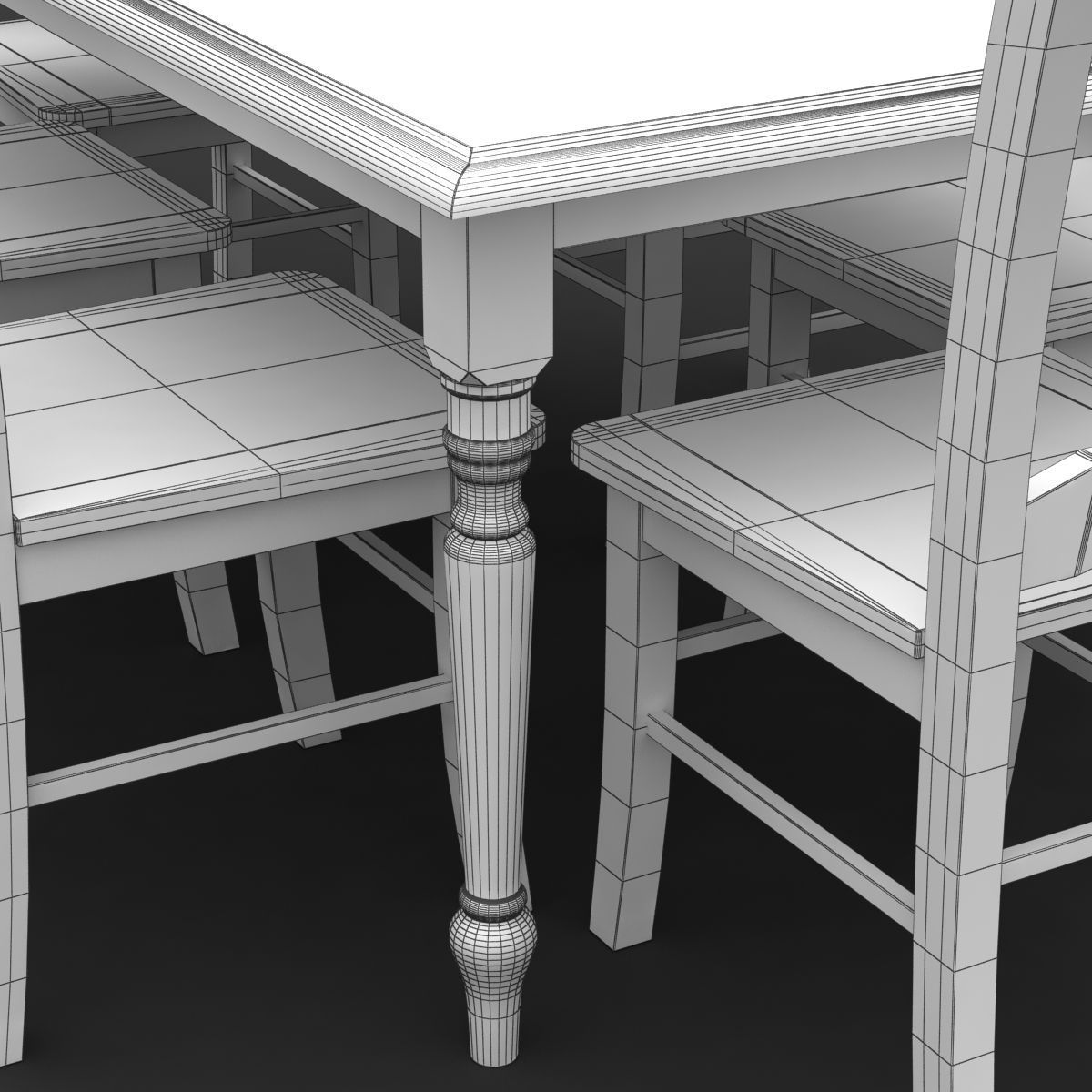 Chair and Table Set 3D model_11