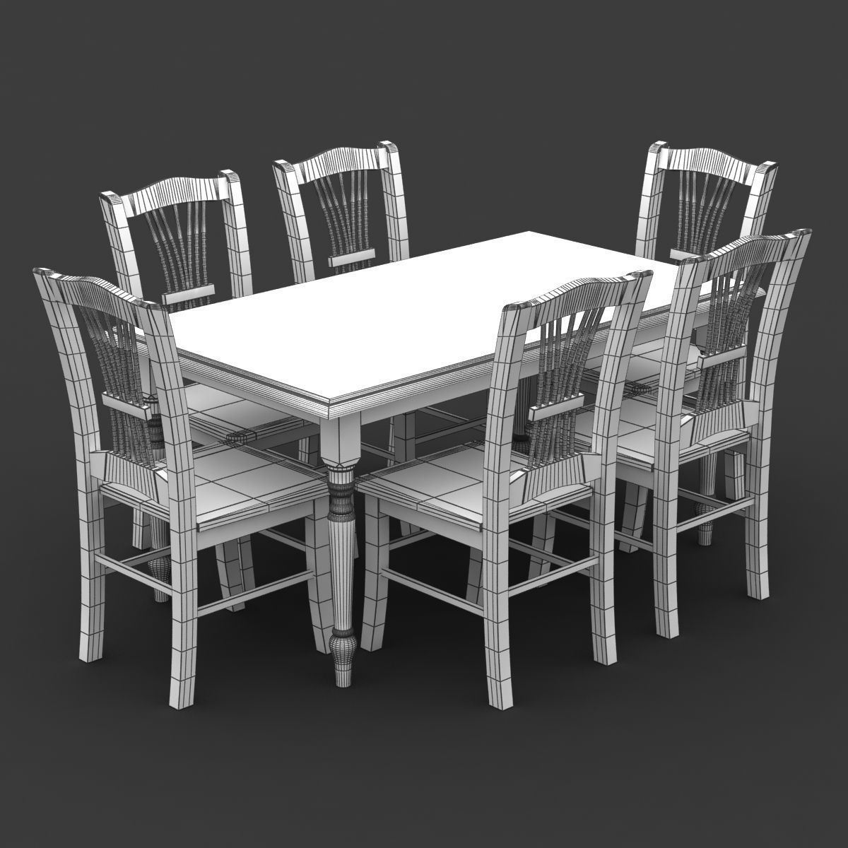 Chair and Table Set 3D model_8