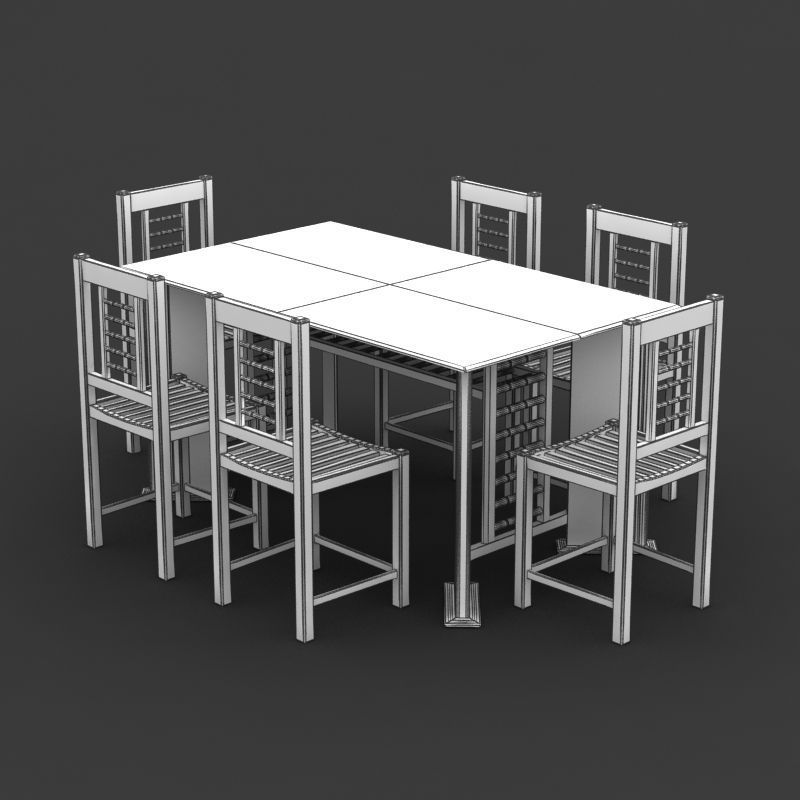 Chair and Table Set 3D model_5