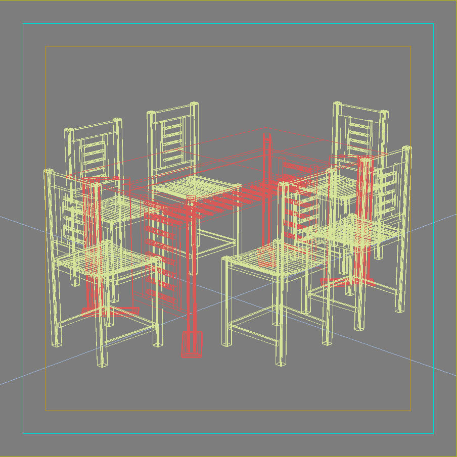 Chair and Table Set 3D model_6