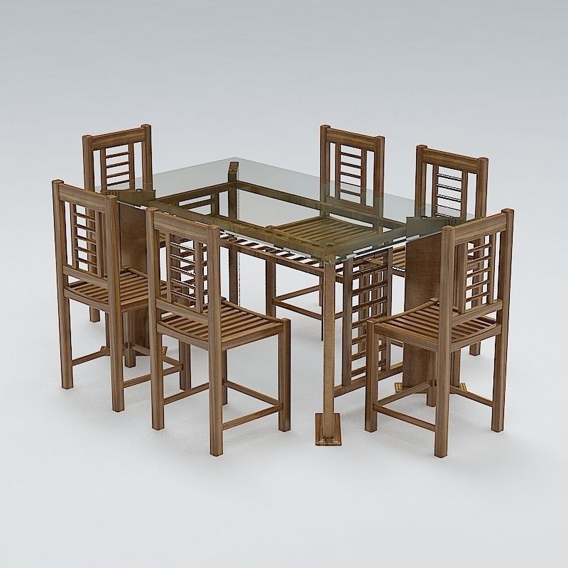 Chair and Table Set 3D model_1