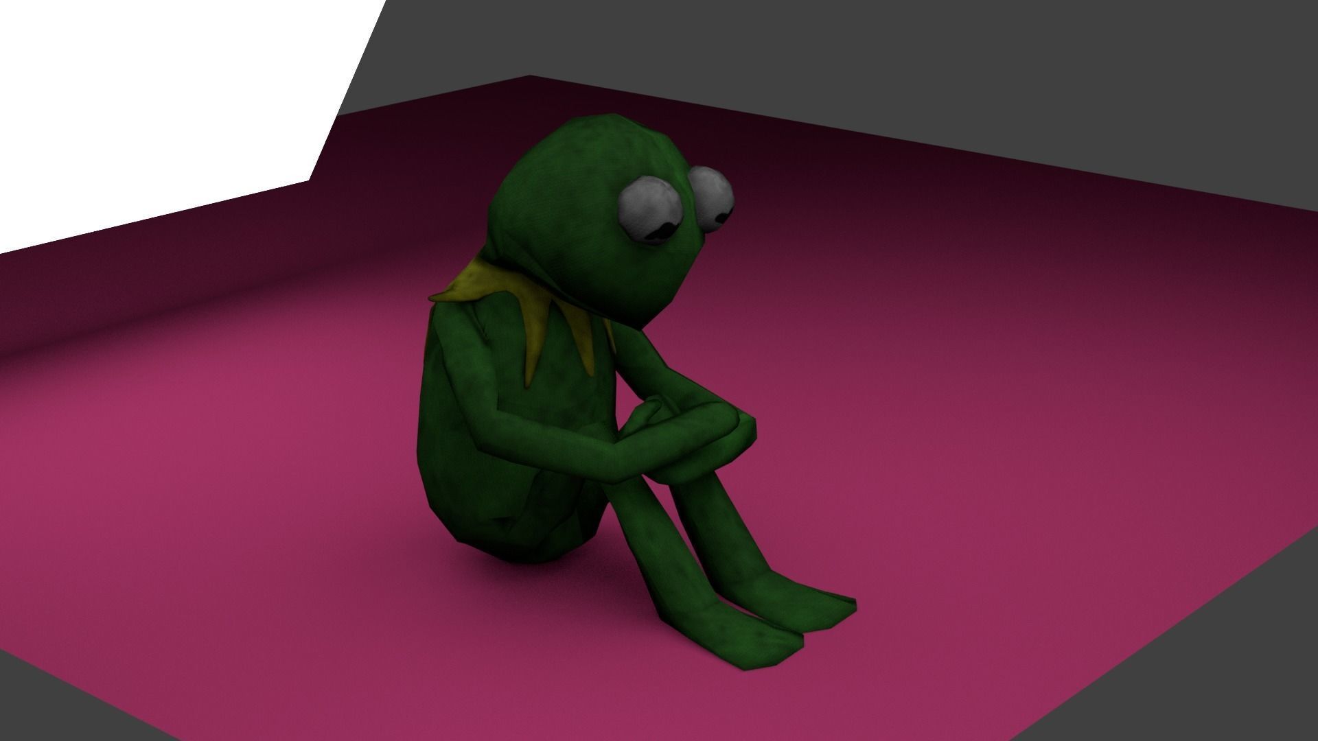 Kermit frog from muppets Low-poly 3D model_2