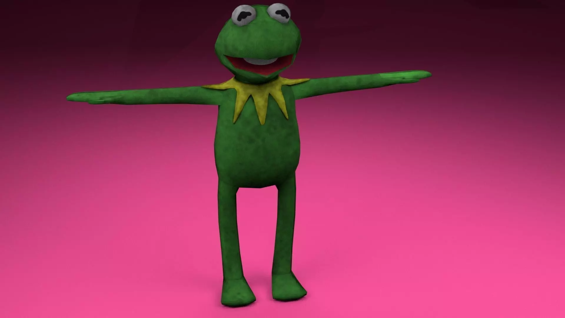 Kermit frog from muppets Low-poly 3D model_0