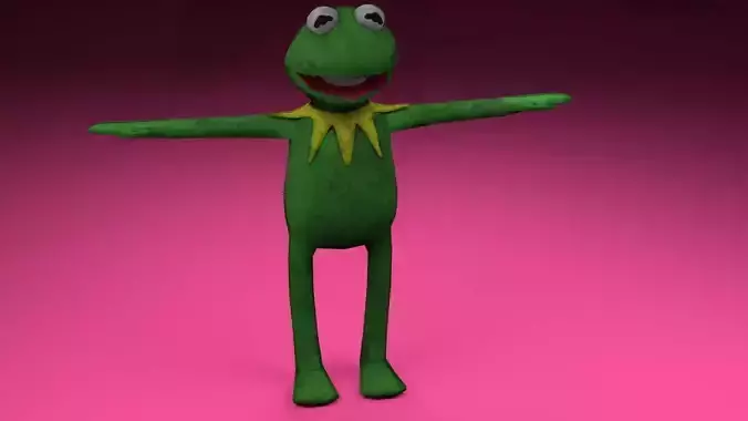 Kermit frog from muppets Low-poly 3D model
