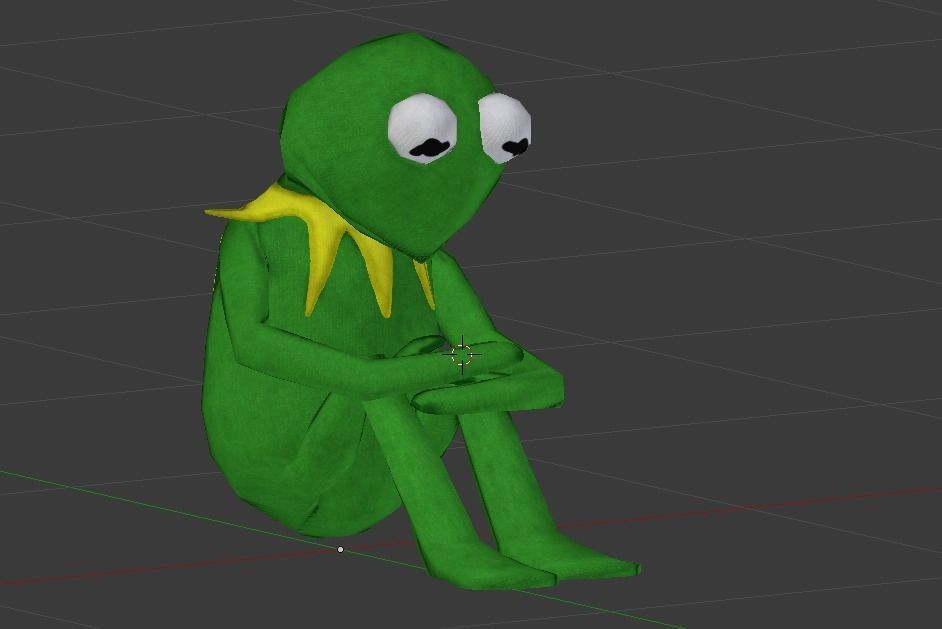 Kermit frog from muppets Low-poly 3D model_1