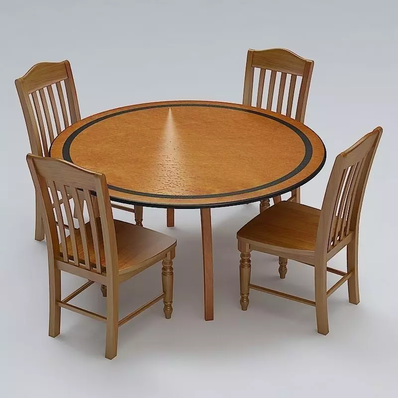 Chair and Table Set 3D model_0