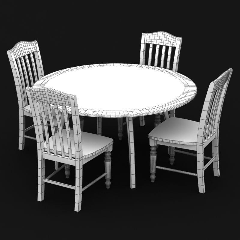 Chair and Table Set 3D model_7