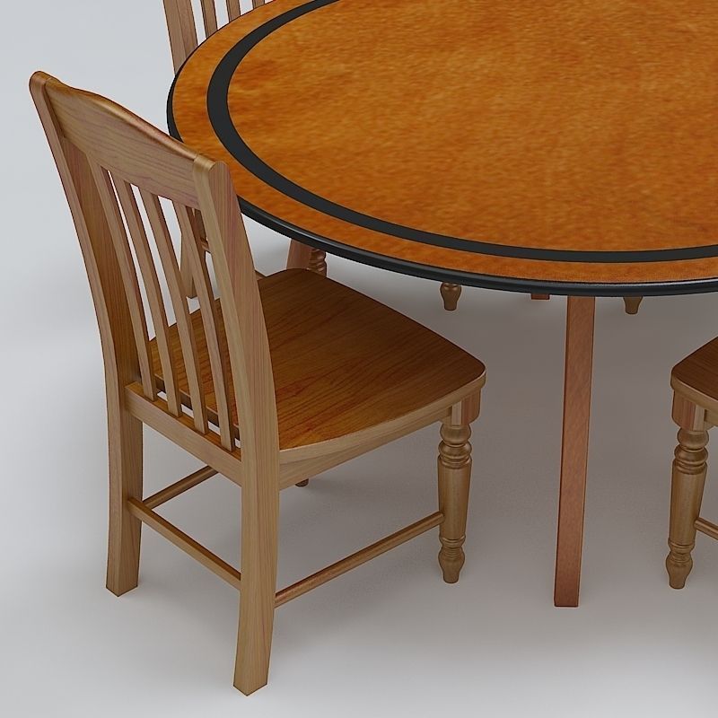 Chair and Table Set 3D model_4