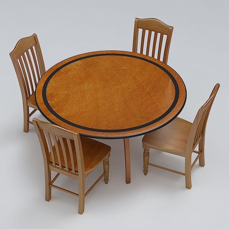 Chair and Table Set 3D model_2