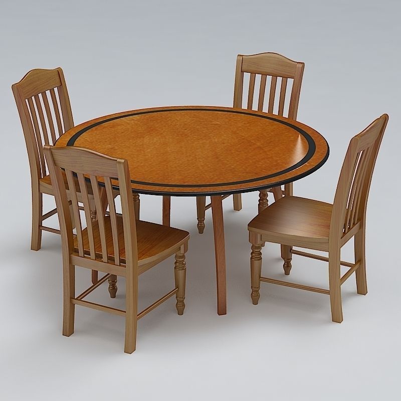 Chair and Table Set 3D model_1