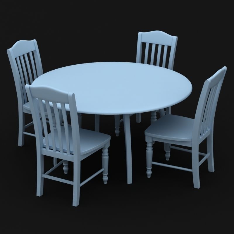 Chair and Table Set 3D model_6