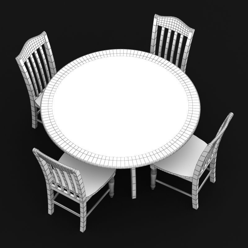 Chair and Table Set 3D model_8
