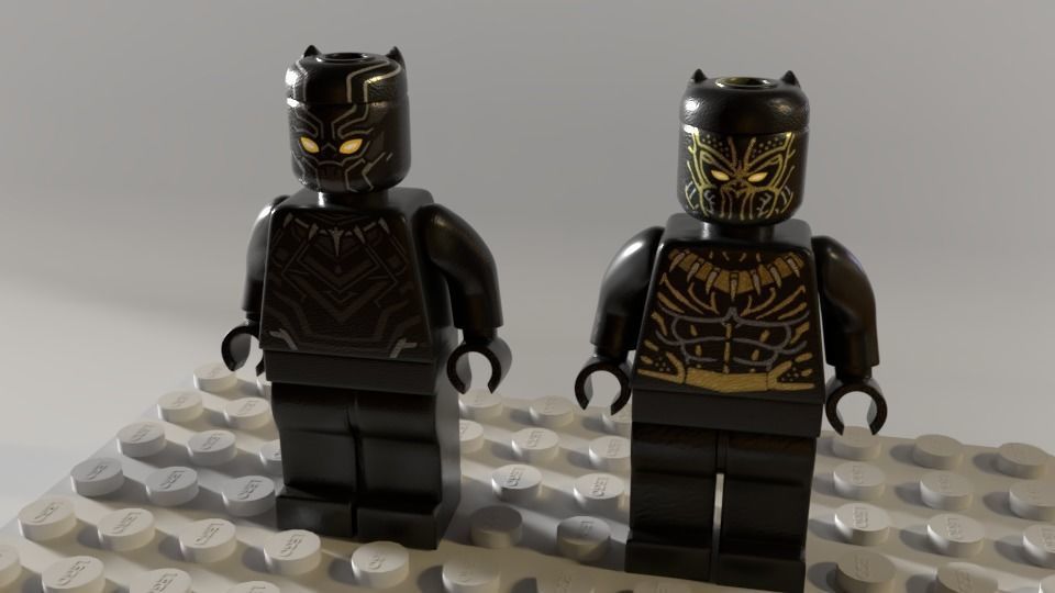 Lego Black panther and Erik killmonger Free low-poly 3D model_4
