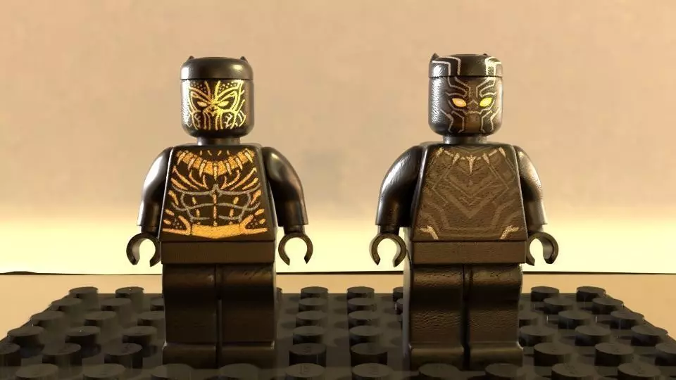 Lego Black panther and Erik killmonger Free low-poly 3D model_0