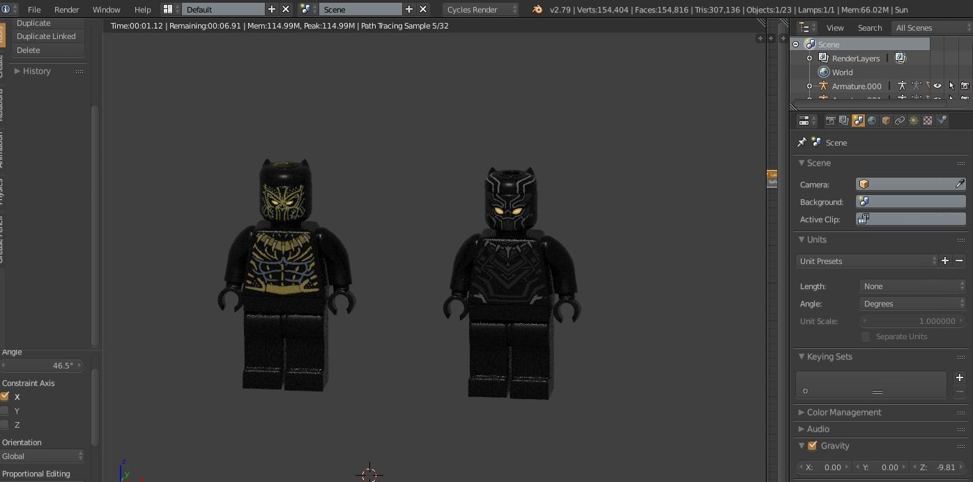 Lego Black panther and Erik killmonger Free low-poly 3D model_7