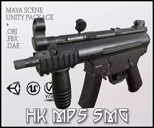HK MP5 SMG  LowPoly-GameReady  Low-poly 3D model