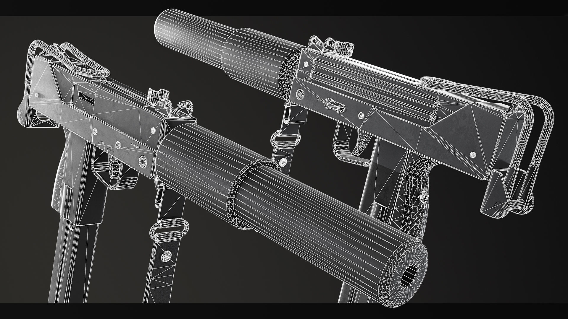 PBR MAC-10 and Suppressor Low-poly 3D model_7