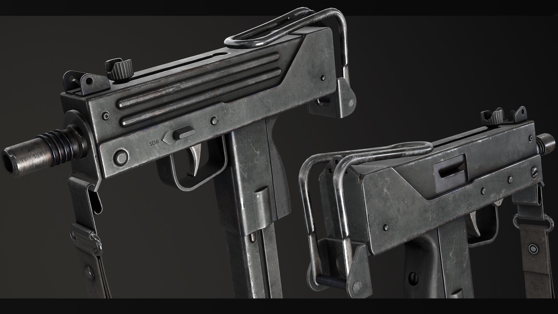 PBR MAC-10 and Suppressor Low-poly 3D model_1