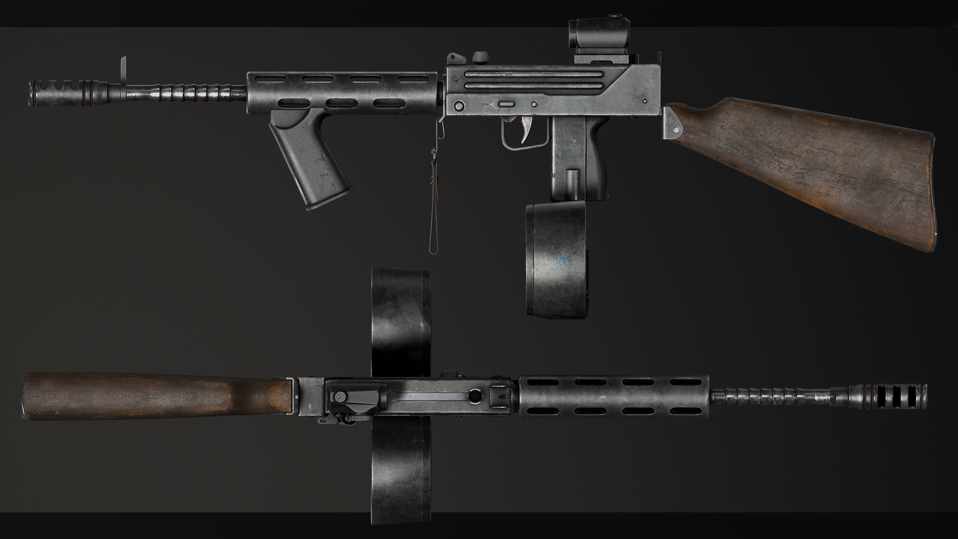 PBR MAC-10 Race Gun Low-poly 3D model_5