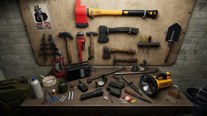 Survival Items Pack UE4 Low-poly 3D model