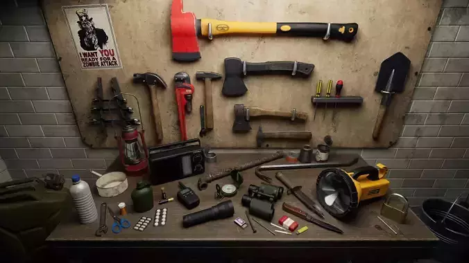 Survival Items Pack UE4 Low-poly 3D model
