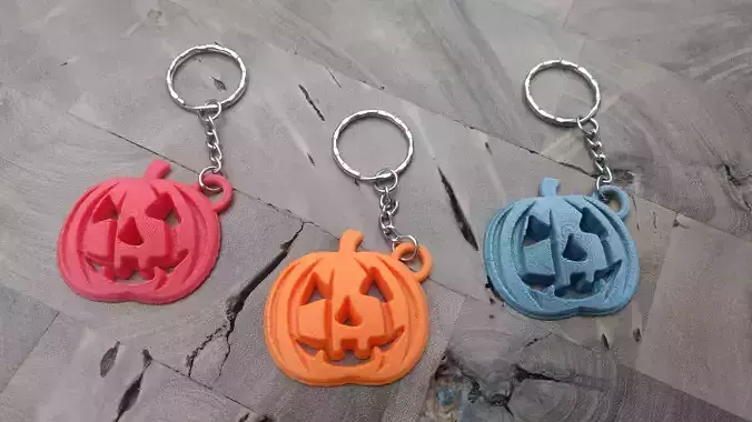 Halloween Pumpkin Keyring - Keychain 3D Print Model 3D print model