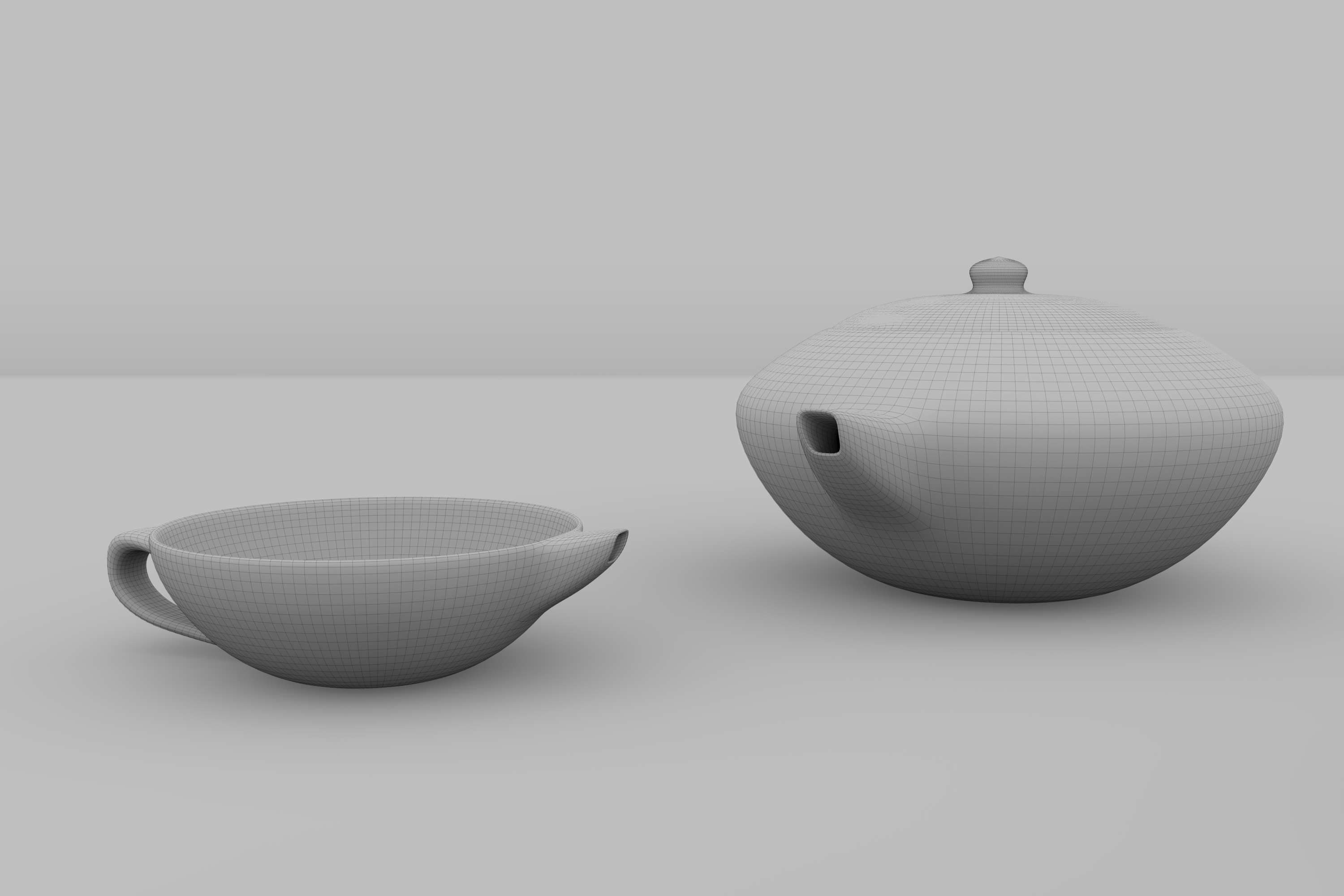 Simple tea set 3D model 3D model_5