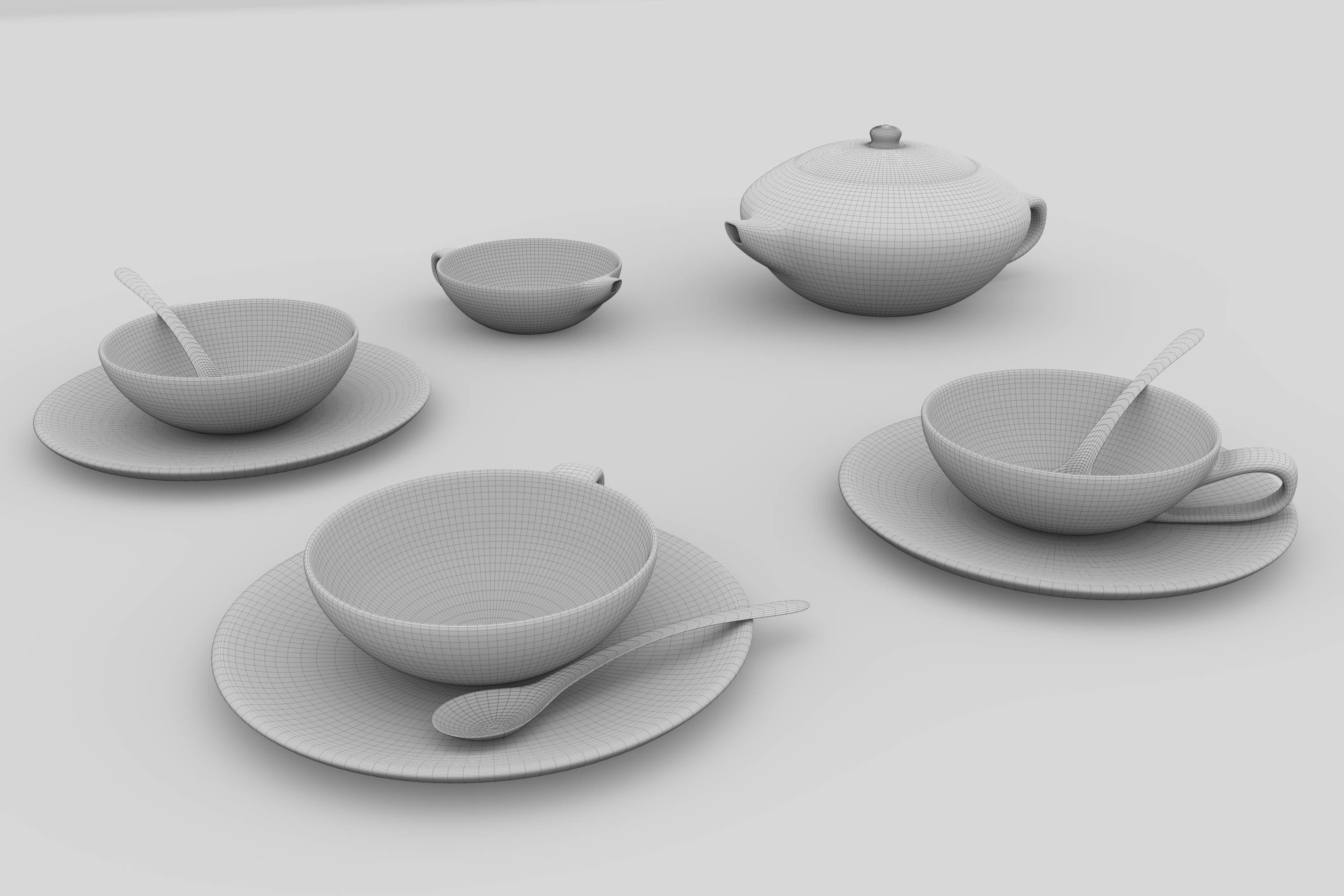 Simple tea set 3D model 3D model_1