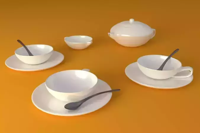 Simple tea set 3D model