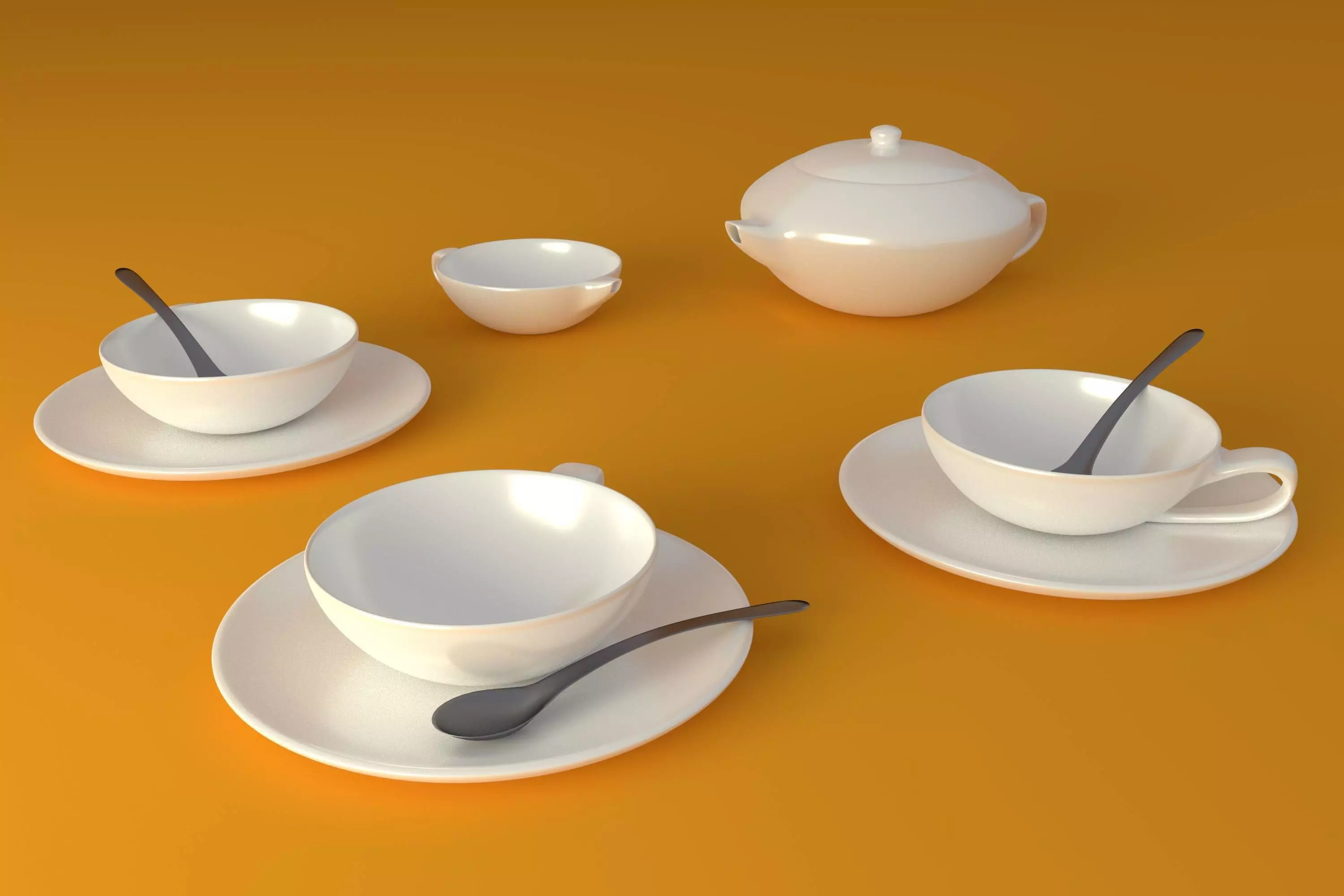Simple tea set 3D model 3D model_0