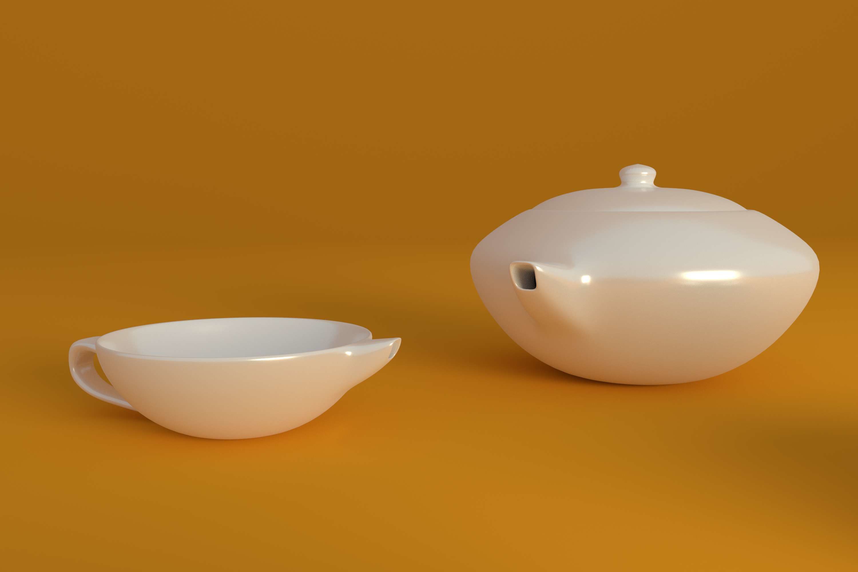 Simple tea set 3D model 3D model_4