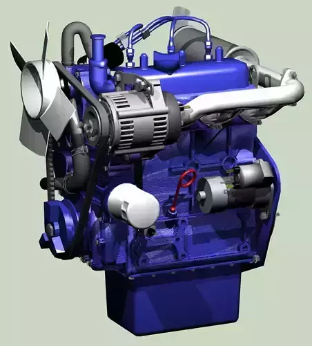 Popular 3-cylinder diesel engine 3D model