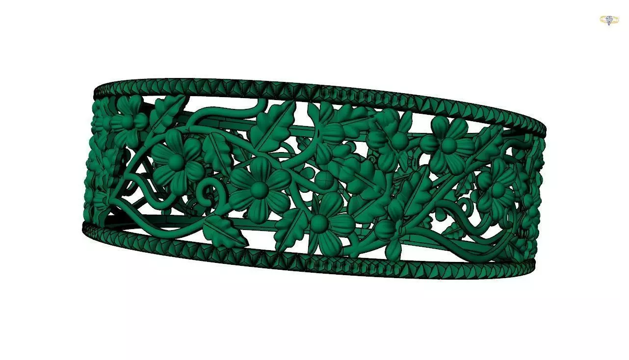 Bangle-12 emerald cuff bracelet 3D print model_0