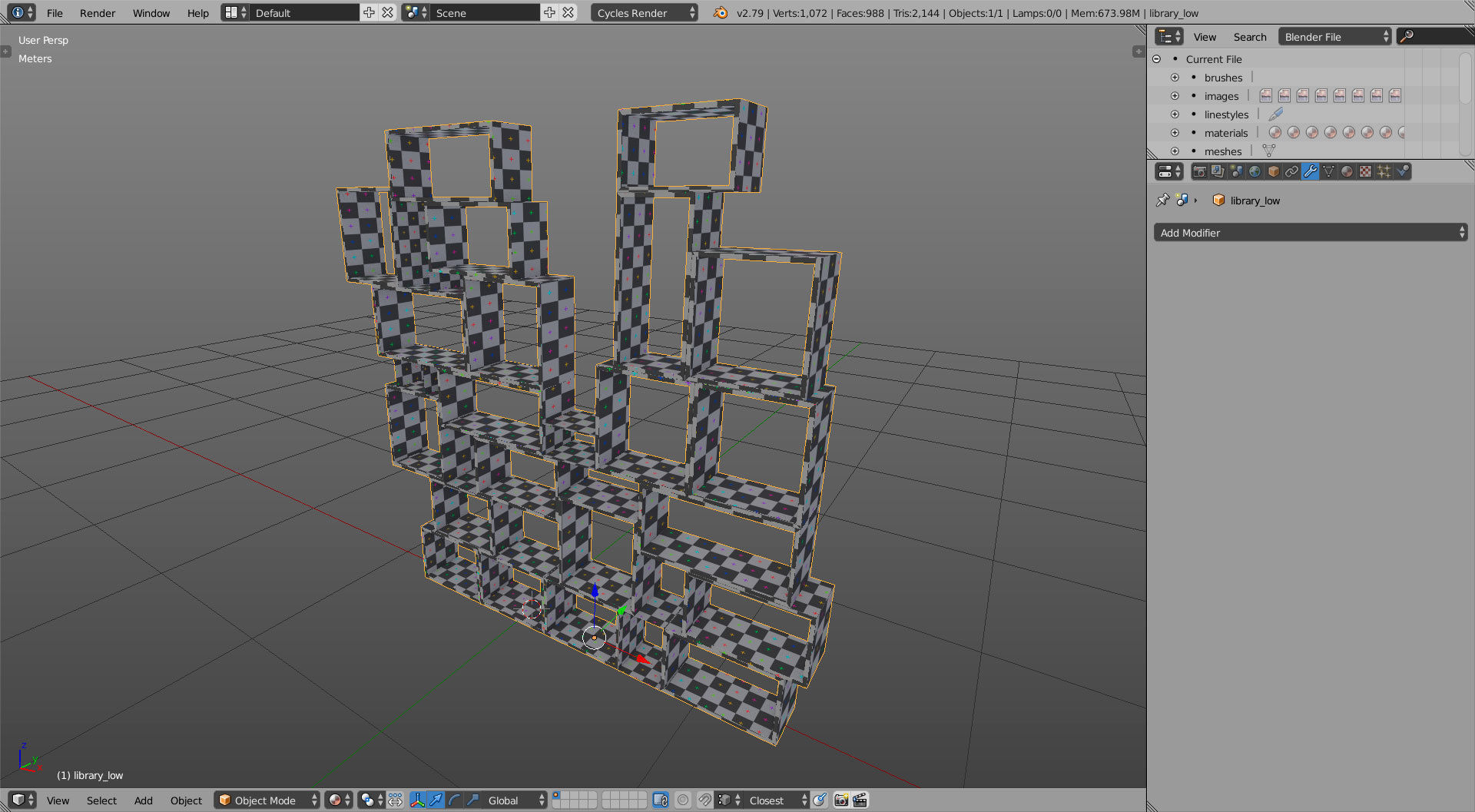 Modern Library Low-poly 3D model_13