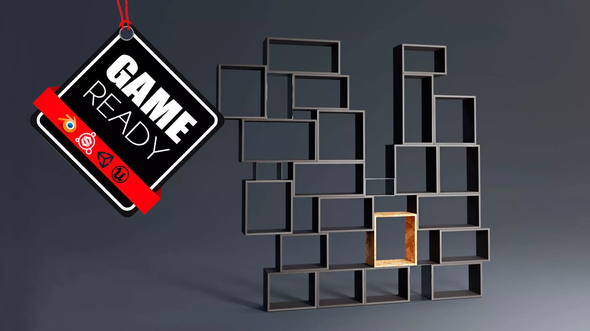 Modern Library Low-poly 3D model_0