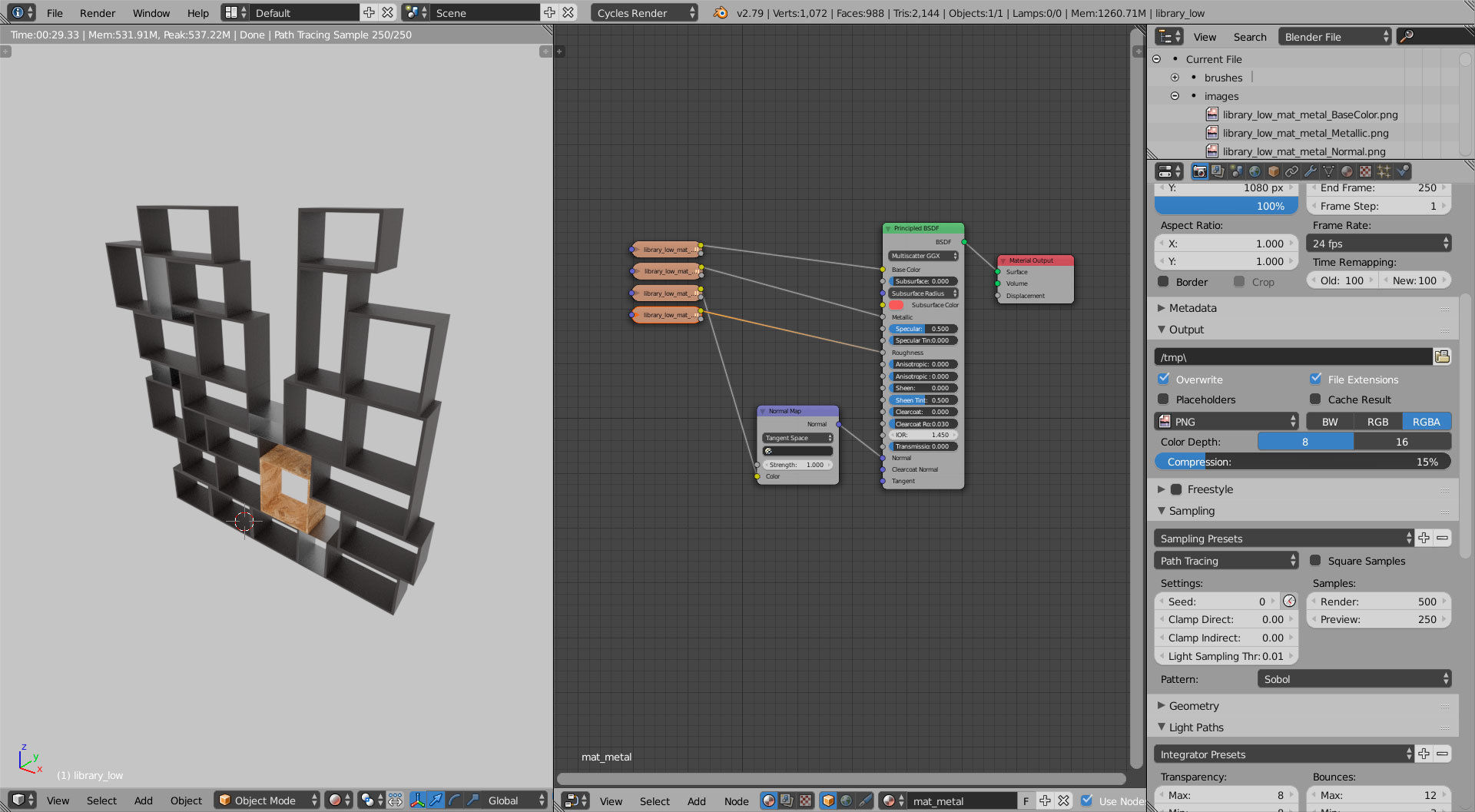 Modern Library Low-poly 3D model_7