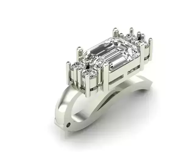 Earring-3 emerald cut diamond ring