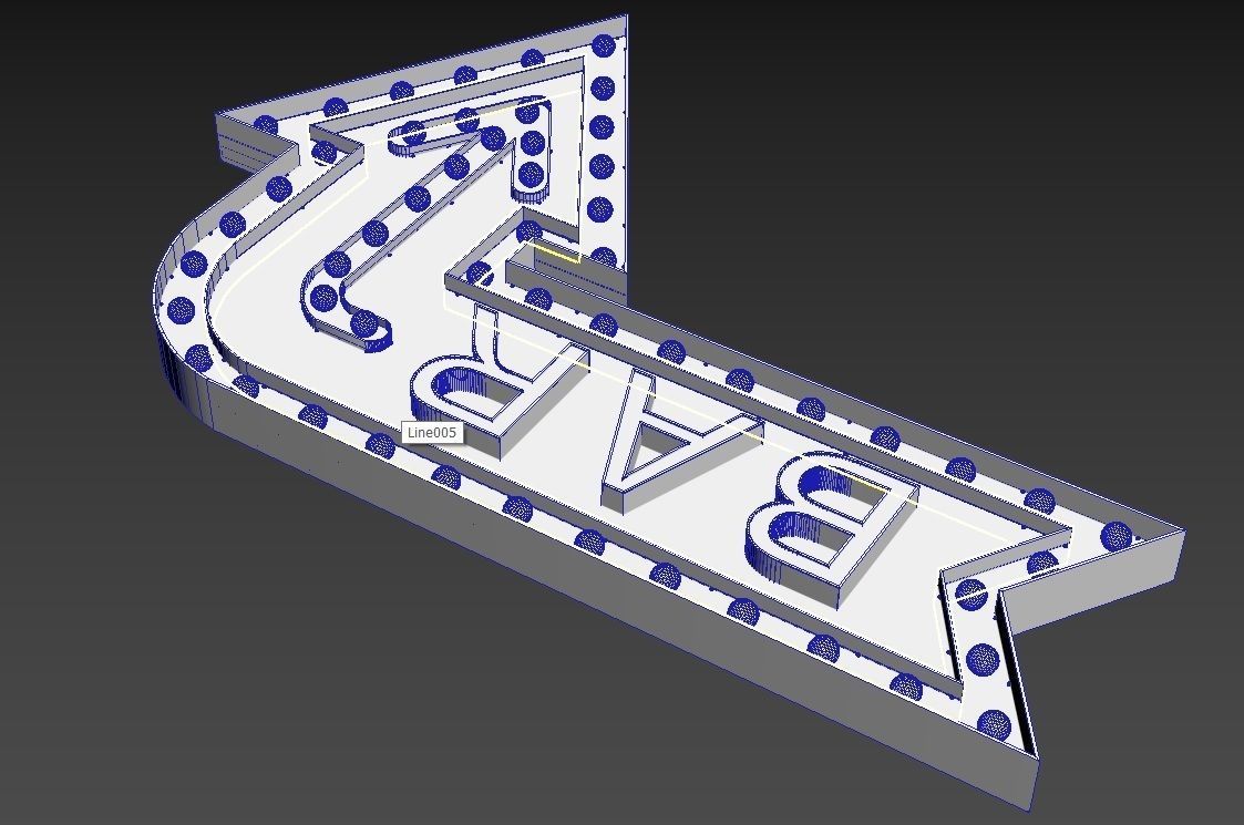 Large  Up Letters Light Bar Sign 3D model_7