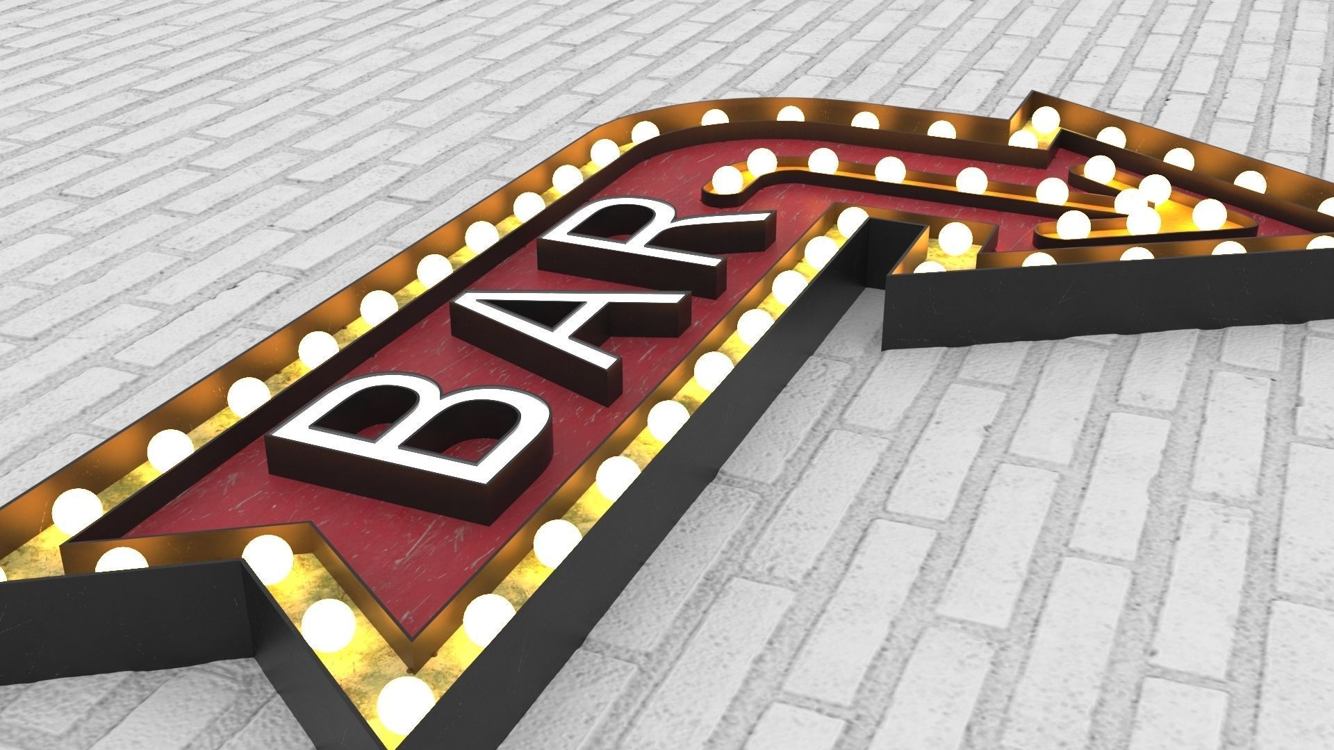 Large  Up Letters Light Bar Sign 3D model_1