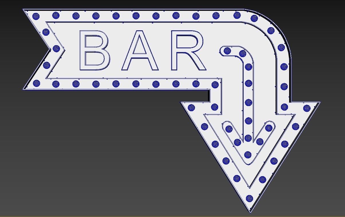 Large  Up Letters Light Bar Sign 3D model_6