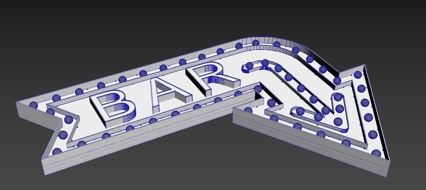 Large  Up Letters Light Bar Sign 3D model_4