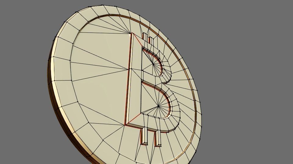 well modeled bitcoin token 3D model_4
