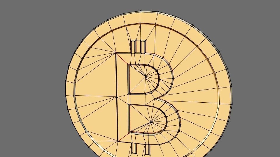 well modeled bitcoin token 3D model_8