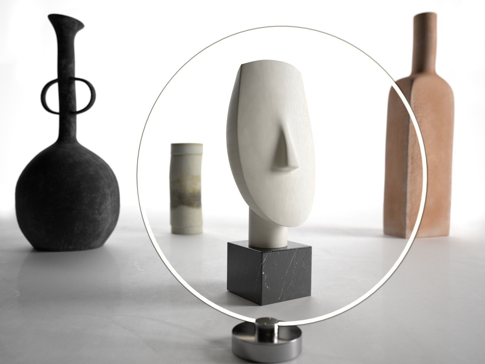 Sculptures with Ring Lamp 3D model_2