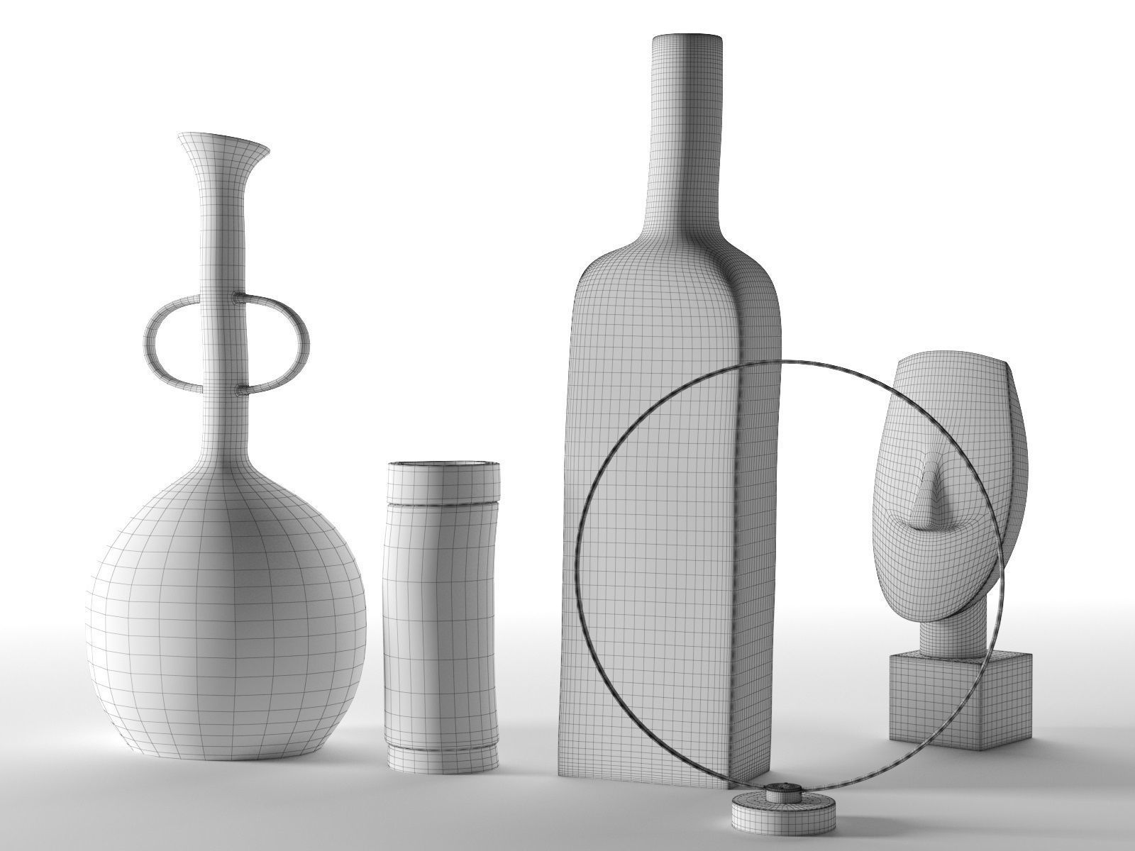 Sculptures with Ring Lamp 3D model_3