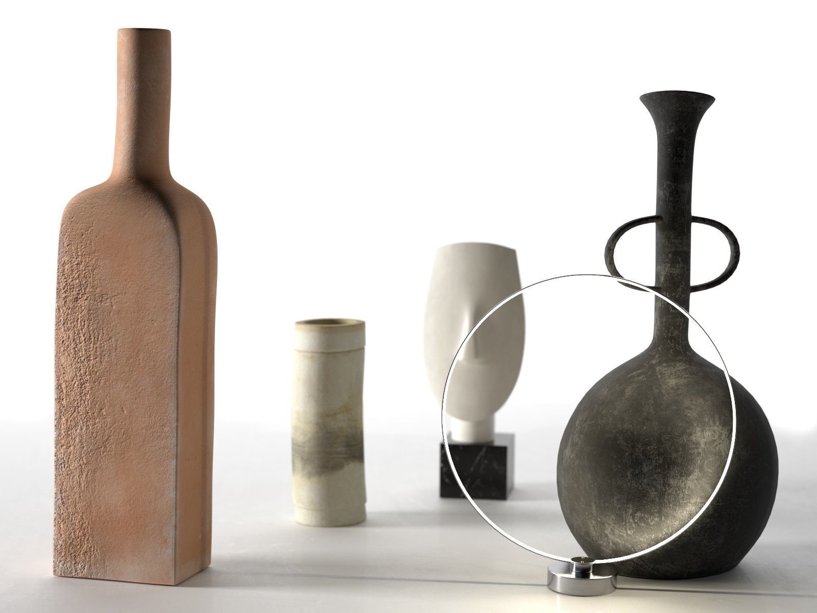 Sculptures with Ring Lamp 3D model_1