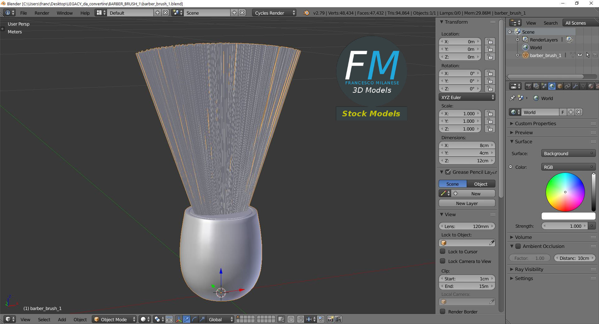 Barber brush 1 3D model_9