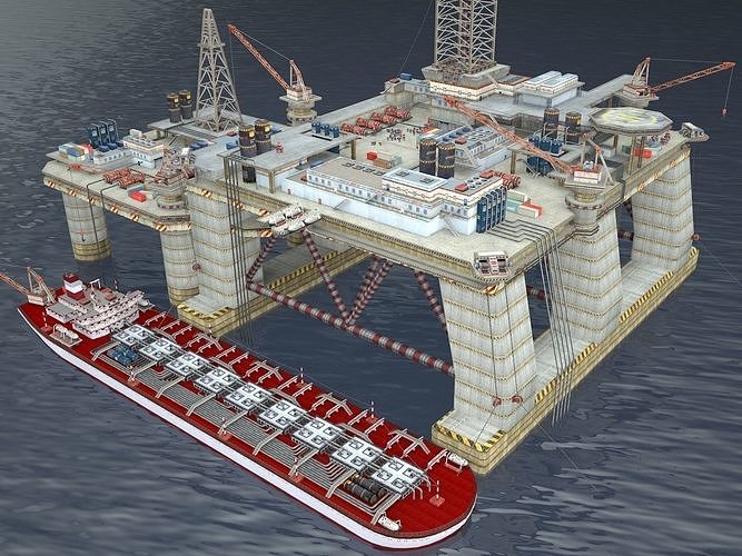 Oil derrick level constructor Low-poly 3D model