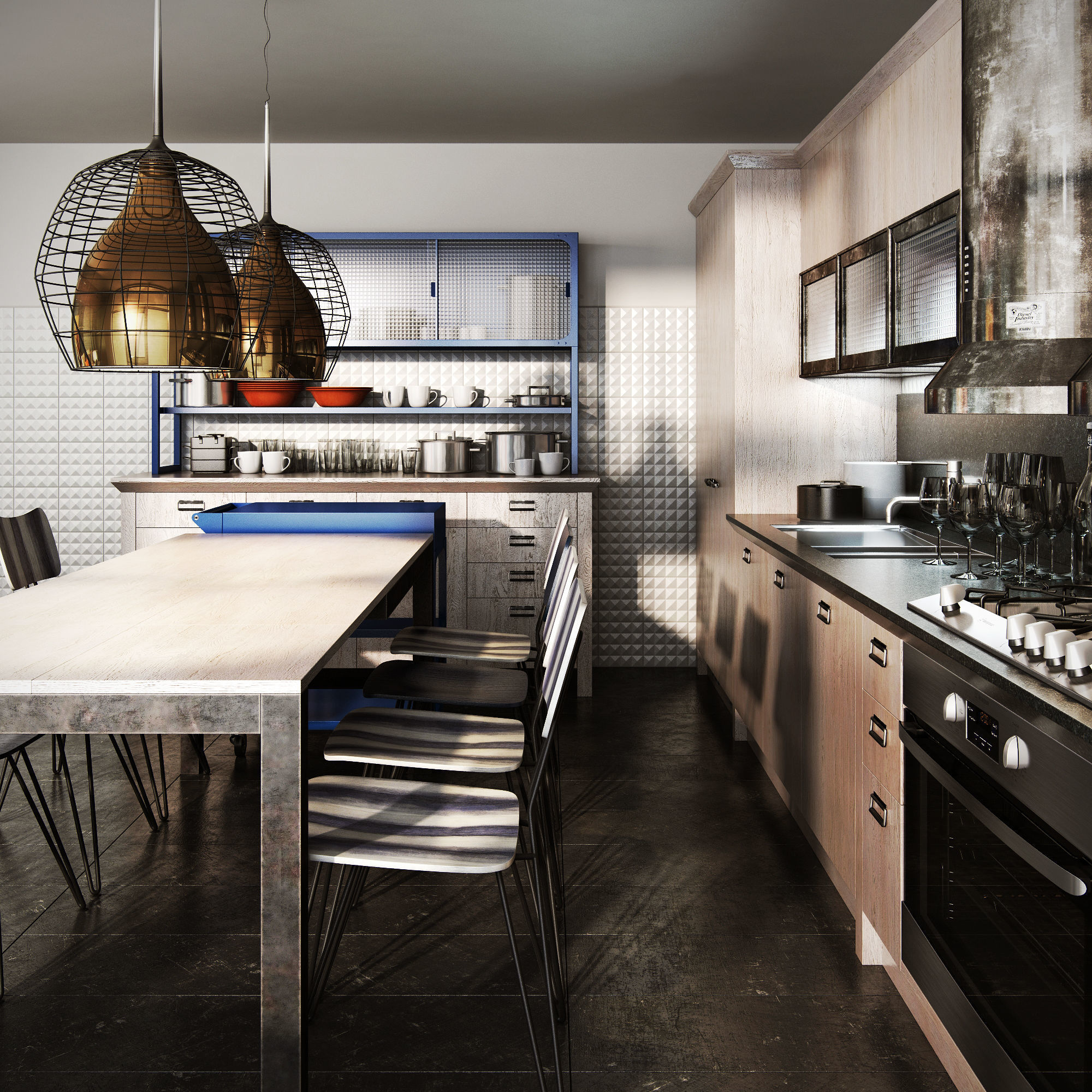 Scavolini diesel social kitchen type 002 3D model_1